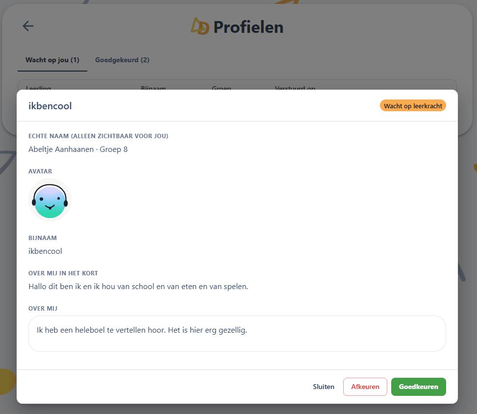 Delta Profiel: de leerkracht beoordeelt een profiel van een leerling
