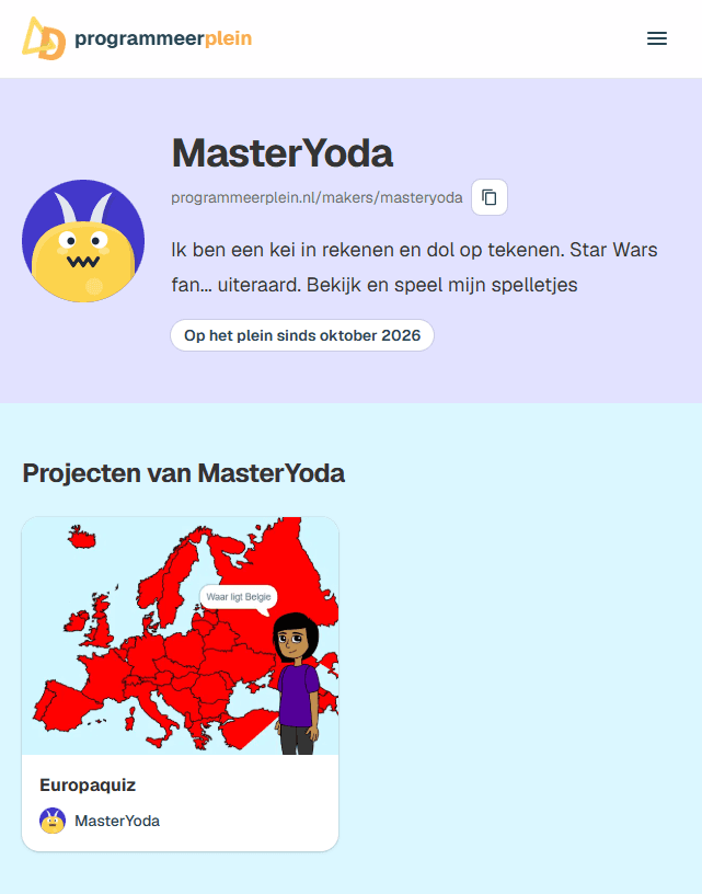 Delta Profiel: een profiel met bijnaam, avatar en tekst