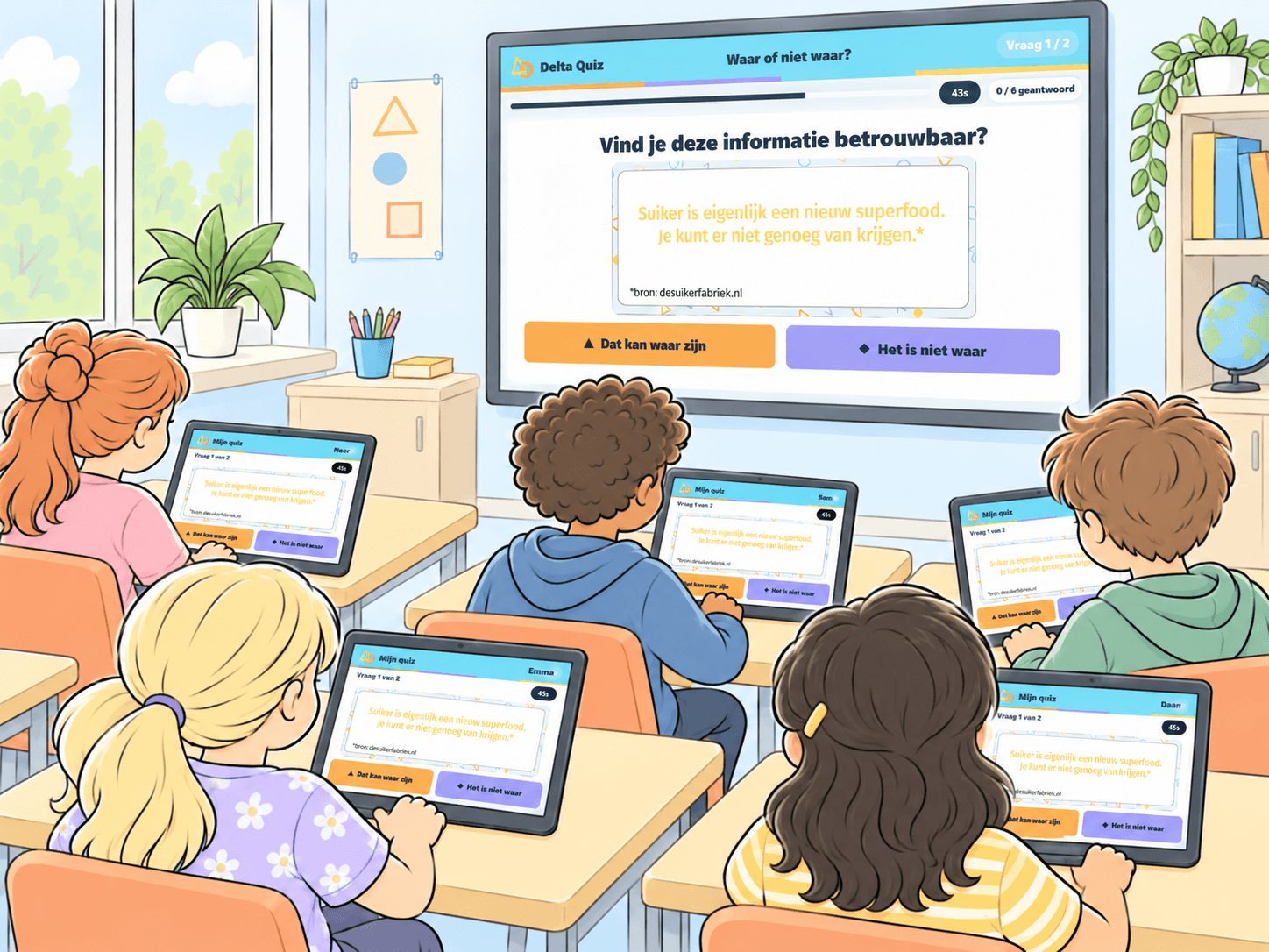 Delta Quiz: leerlingen doen mee met een live quiz in de klas